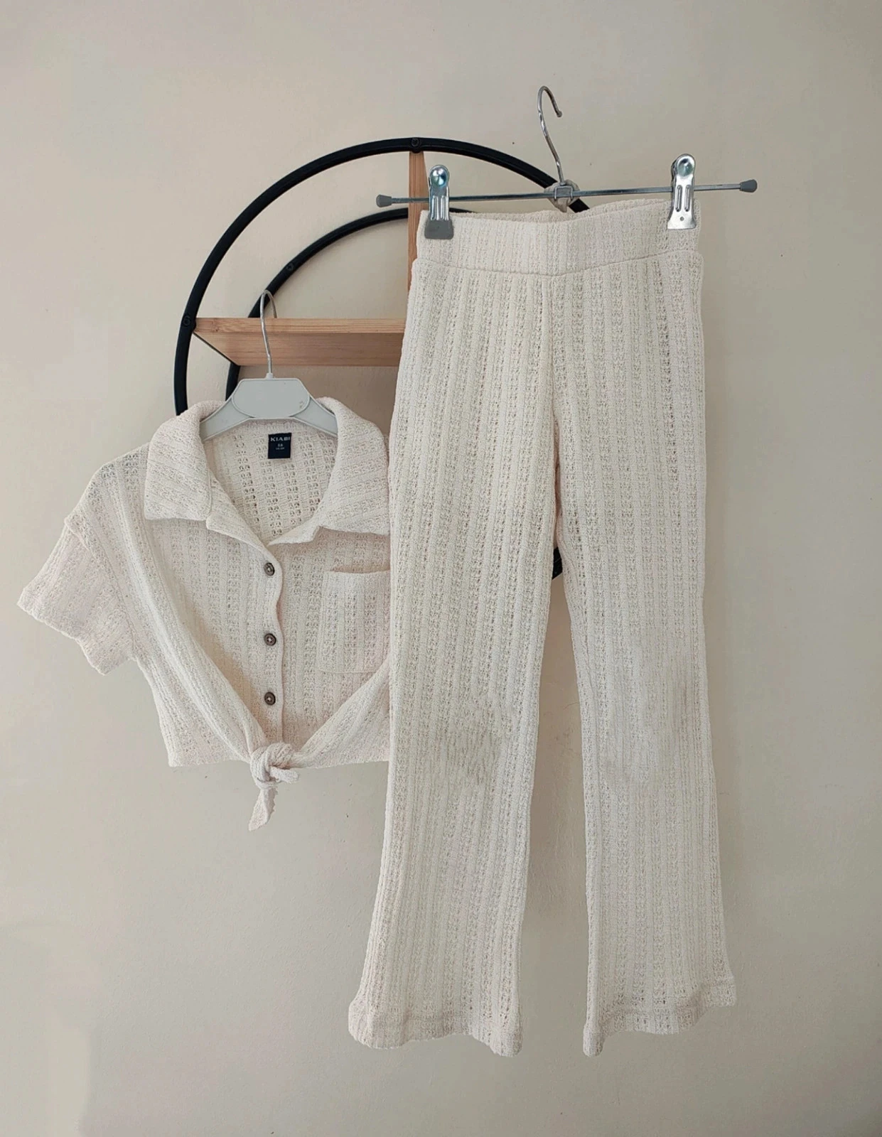 5 ans ensemble été crochet maille haut et pantalon kiabi crème